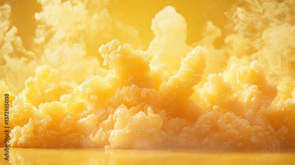 Poster golden cloudscape of abstract forms in a sunny yellow ambiance dreamy texture and warm light creatin