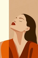 Minimalist Abstract Woman Portrait in Soft Warm Tones