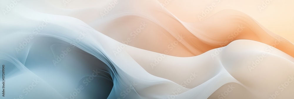 Aufkleber Dynamic abstract background with curving layers in soft neutral pastel colors creating a sense of depth and tranquility