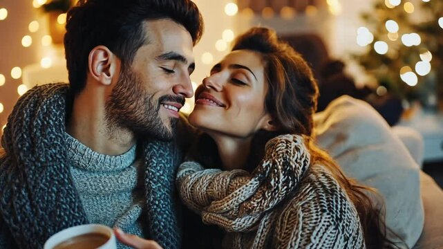 Cozy Winter Romance: A Couple Sharing Intimacy and Warmth