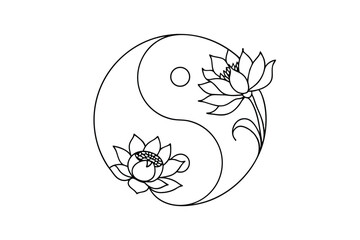 Yin Yang Symbol Lotus Flowers Balance Harmony Spirituality Art Design Tattoo