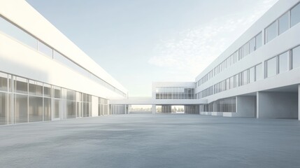 Obraz premium Empty ground with white building background, 3d rendering