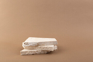 Beige minimal Stone podium plates product display