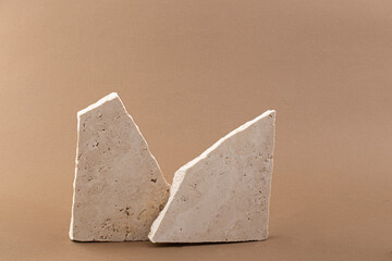 Beige minimal Stone podium plates product display