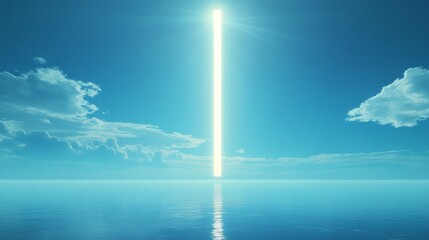 Light blue background, symmetrical composition, light blue vertical rectangle, semi transparent material, arranged on both sides of the picture, disappearing from near to far on the horizon, creating 