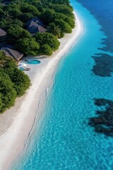 Spectacular tropical beach scene in the maldives with crystal clear blue sea and tranquil surroundings