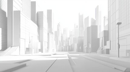 Fototapeta premium minimalist city with a lot of white but with a pearlescent and iridiscent touch really subtle but really futuristic and clean hiperrealistic, add blur effects and some parts 