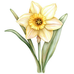 Fototapeta premium A drawing of a yellow flower with a green stem. The flower is the main focus of the image, and it is a close-up of the petals. The drawing conveys a sense of beauty and simplicity