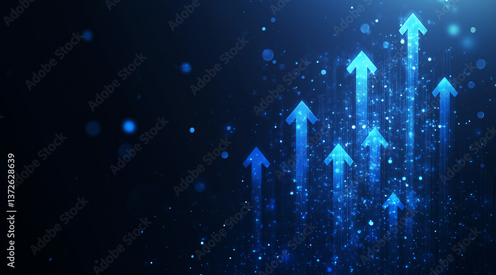 Poster abstract starry blue particles glow in a dark space loop