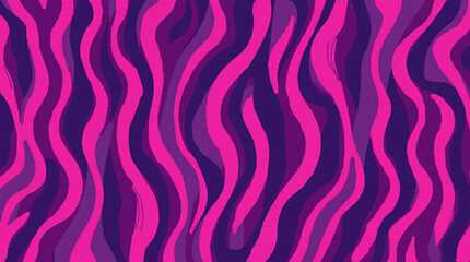Abstract Zebra Stripes Pattern with Wavy Pink and Purple Lines – Trendy Vector Background