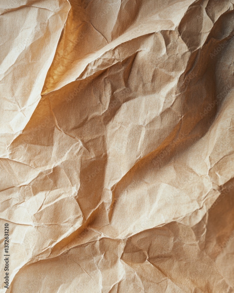 Poster abstract crumpled paper texture background showcasing light and shadow interplay for artistic design
