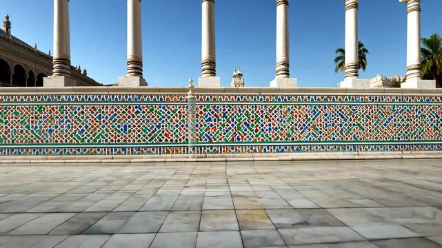 Moorish Architecture: Colorful Tiles and Elegant Columns in Plaza de Espa?a