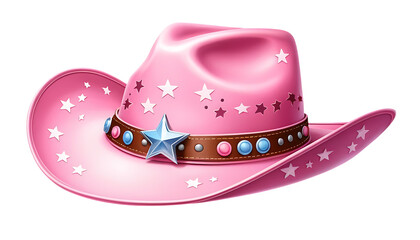 Pink Cowboy Hat with Stars and Buckles png