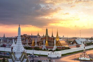 The beauty of the Emerald Buddha Temple at twilight. And while t