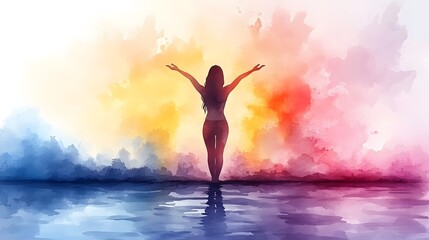 Inspirational yoga quote with soft pastel watercolor background Illustration