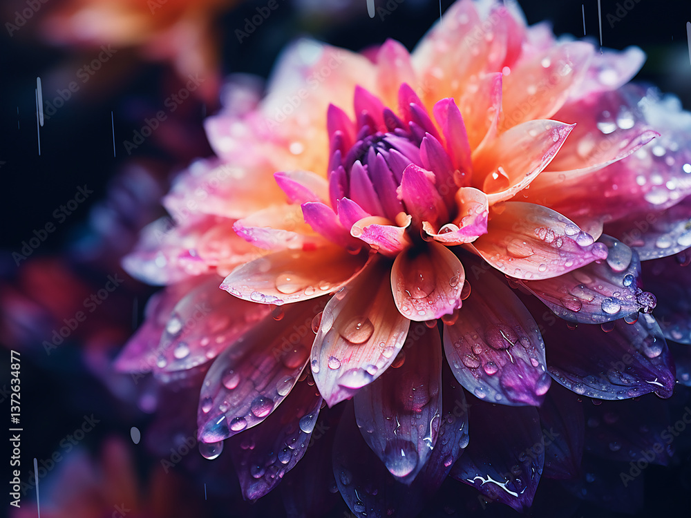 Poster colors blooming with controlled water creating a natural look and building visual interest