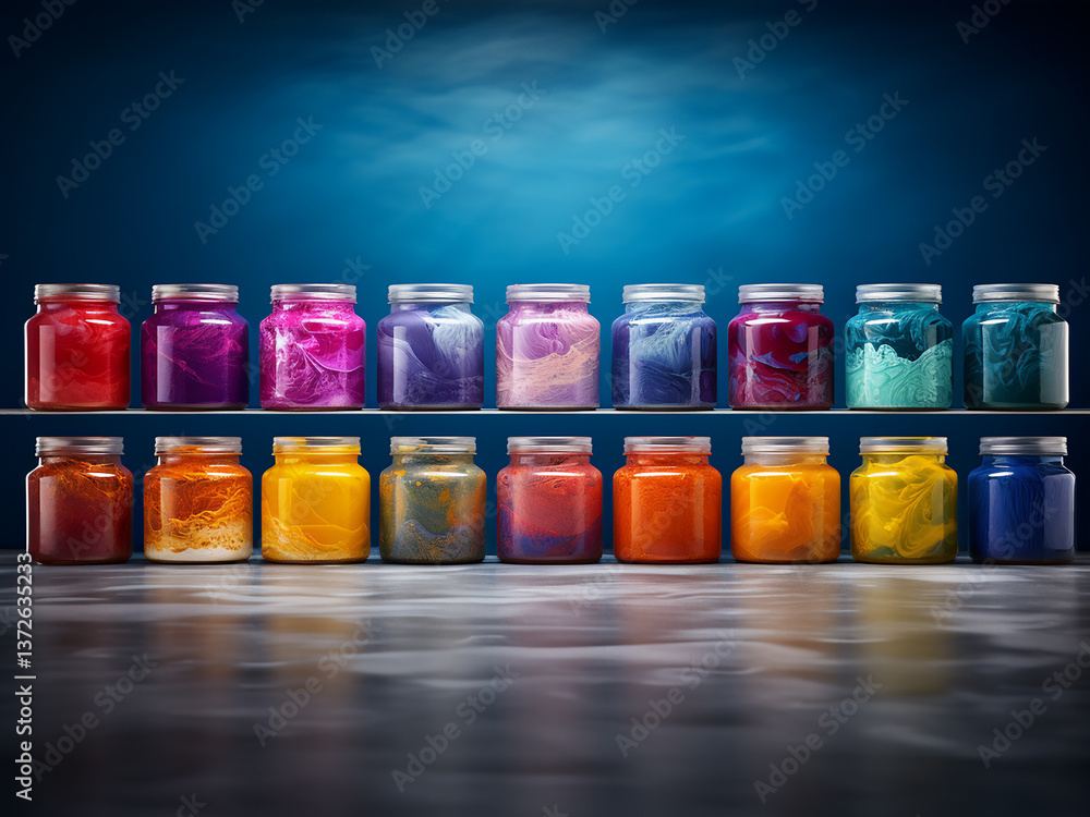Poster complex color harmony with intricate blending of paints creating a sophisticated mood