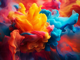 Fototapeta premium Active color interaction with paints meeting and creating exciting new hues