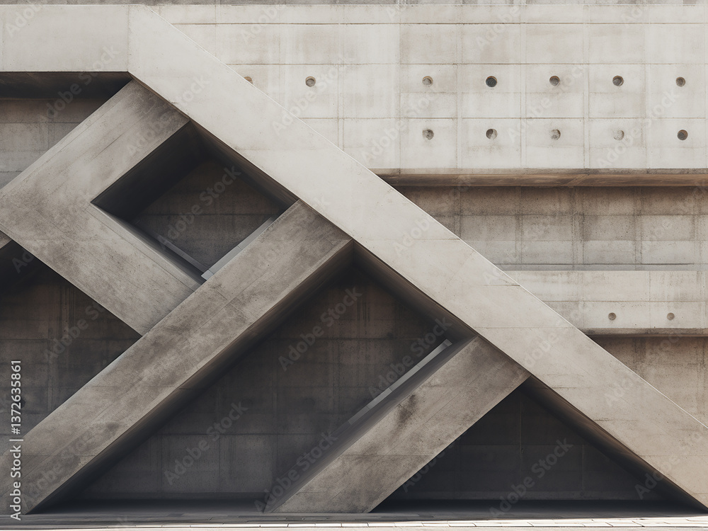Poster bold concrete brutalist texture with raw angles forms a strong and powerful expression