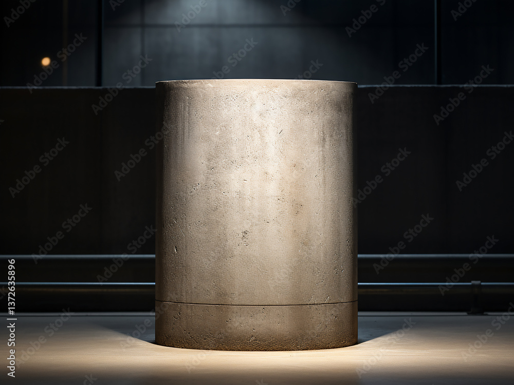 Poster round concrete column with a smooth surface bears weight and supports the clear structure