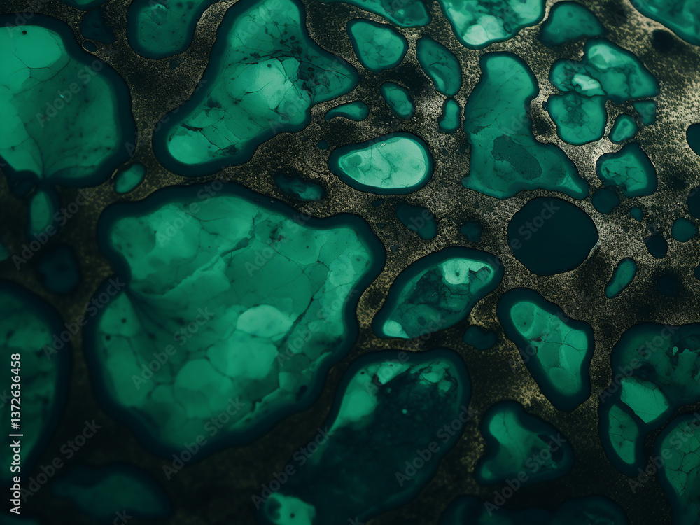 Poster copper oxide close-up displaying green patterns naturally formed over time
