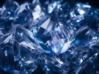 Transparent crystal surfaces arranged with minimalism as natural light gently penetrates