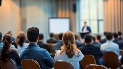 Business conference presentation office image of attendees professional environment audience viewpoint