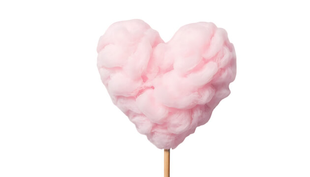 Pink heart shape cotton candy png