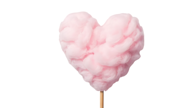 Pink heart shape cotton candy png