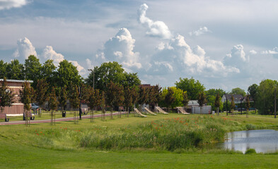 Fototapeta premium Plac Kurdeszowy, public recreation park area in Kostrzyn Wielkopolski, Poland