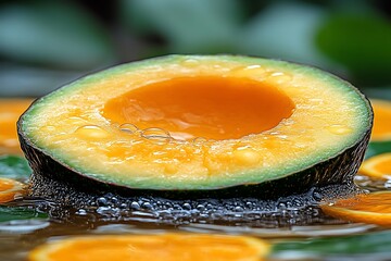 Juicy Melon Half in Water.