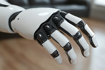Robotic arm close-up on wood