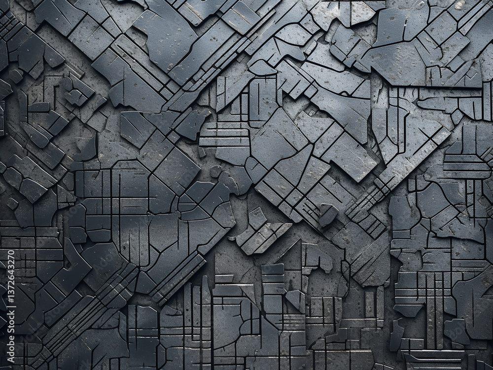 Poster etched zinc panel with acid patterns creating a distinct surface and slight oxidizing effect