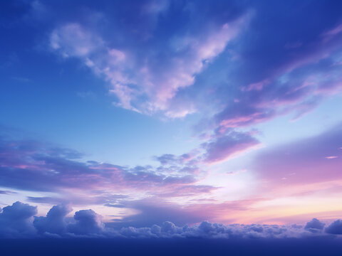 Blue evening sky turning to indigo in a peaceful transition marking the end of the day
