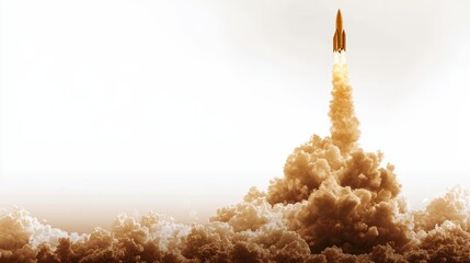 Rocket launch event space digital art cloudy atmosphere aerial view innovation and exploration