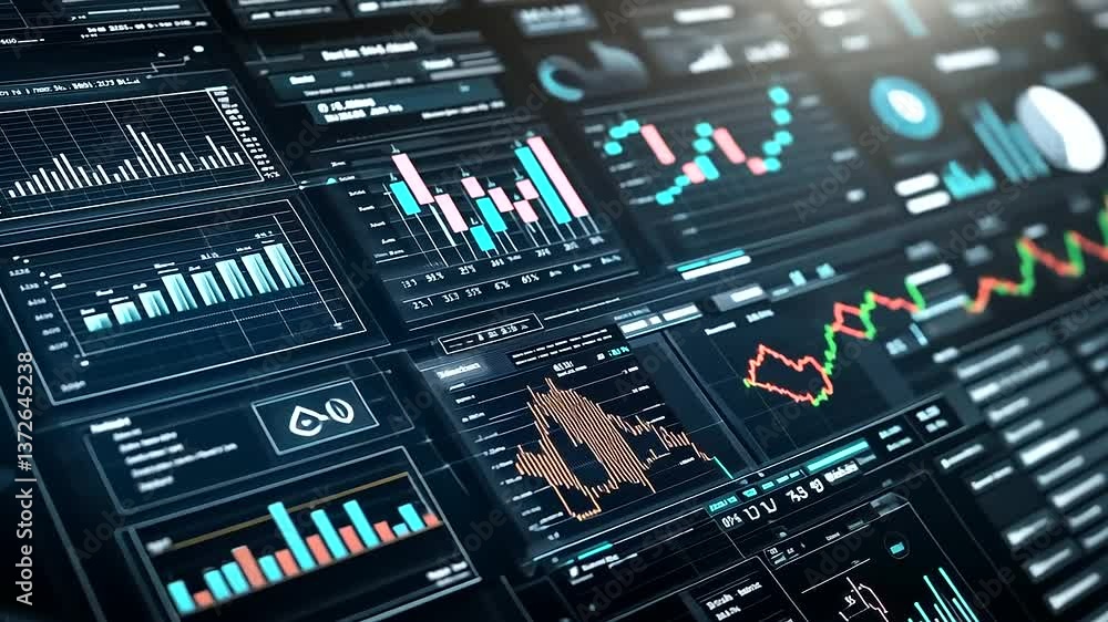 Poster a futuristic digital display of a cryptocurrency market chart with a steep upward curve, surrounded 
