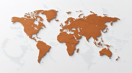 World map, crumpled paper texture