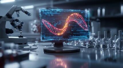 Obraz premium Laboratory innovation dna analysis research facility digital display high-tech environment front view genetic insights