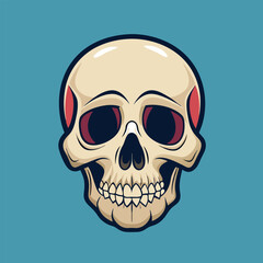 Vibrant DualTone Skull Illustration for Halloween and Gothic Art