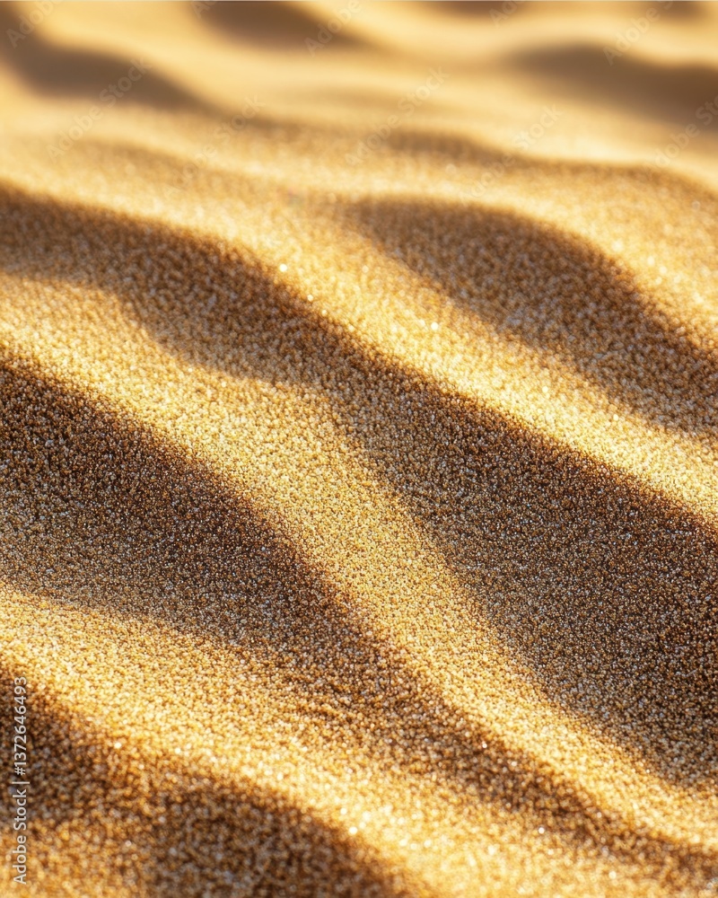 Poster golden sand dune texture with light and shadow creating abstract patterns in a desert landscape clos