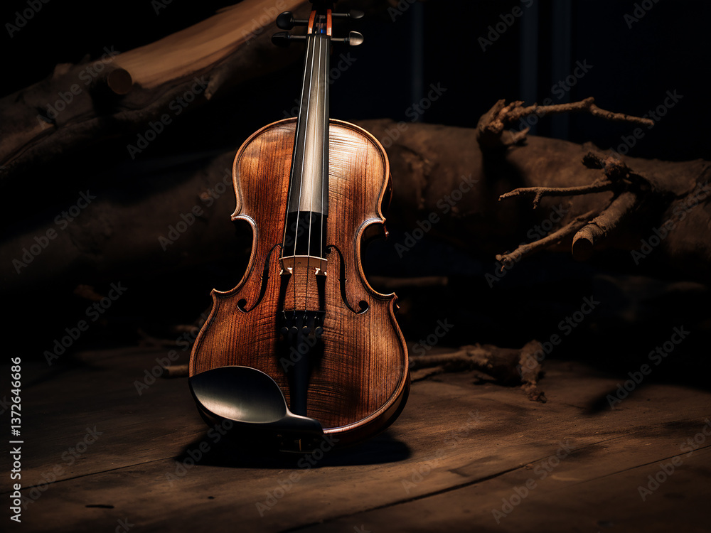 Poster fiddle-back sycamore with dramatic stripe patterns on its surface shimmering in natural light