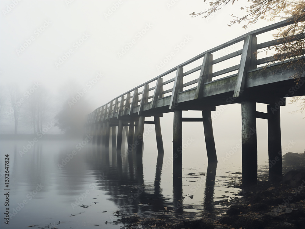 Poster a soft gray-to-white fog rolls in during the morning creating a gentle diffusion effect