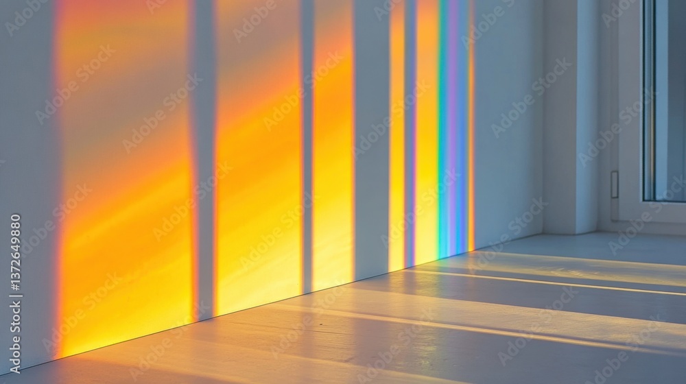 Poster radiant spectrum of light cast on the wall and floor creating a vibrant and colorful display of ligh