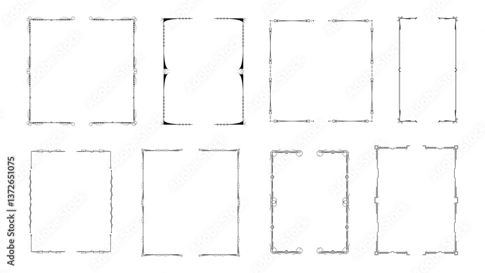 Poster set black simple line collection different doodle brackets, parentheses, braces elements vector desi