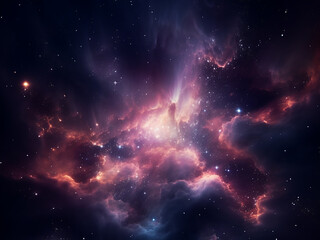 Galaxy core glowing with cosmic dust scattering as star clouds form in deep space