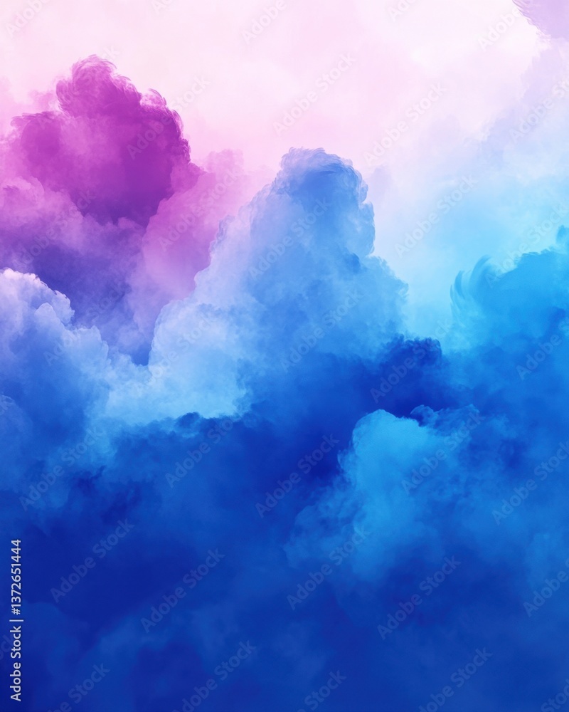 Poster ethereal cloudscape in vibrant hues of blue purple and pink creating a dreamy abstract background wi