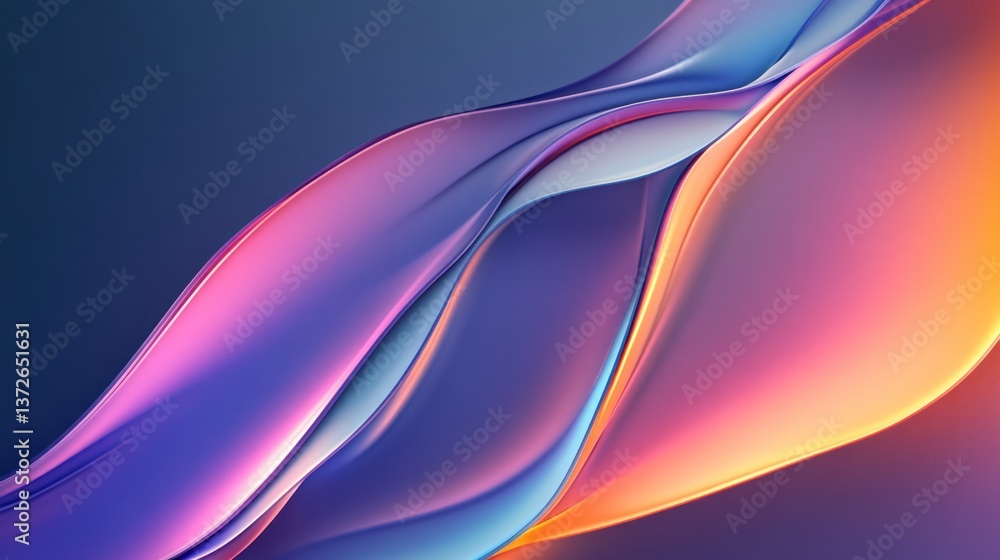 Sticker colorful abstract waves flow with light and shadow gradients
