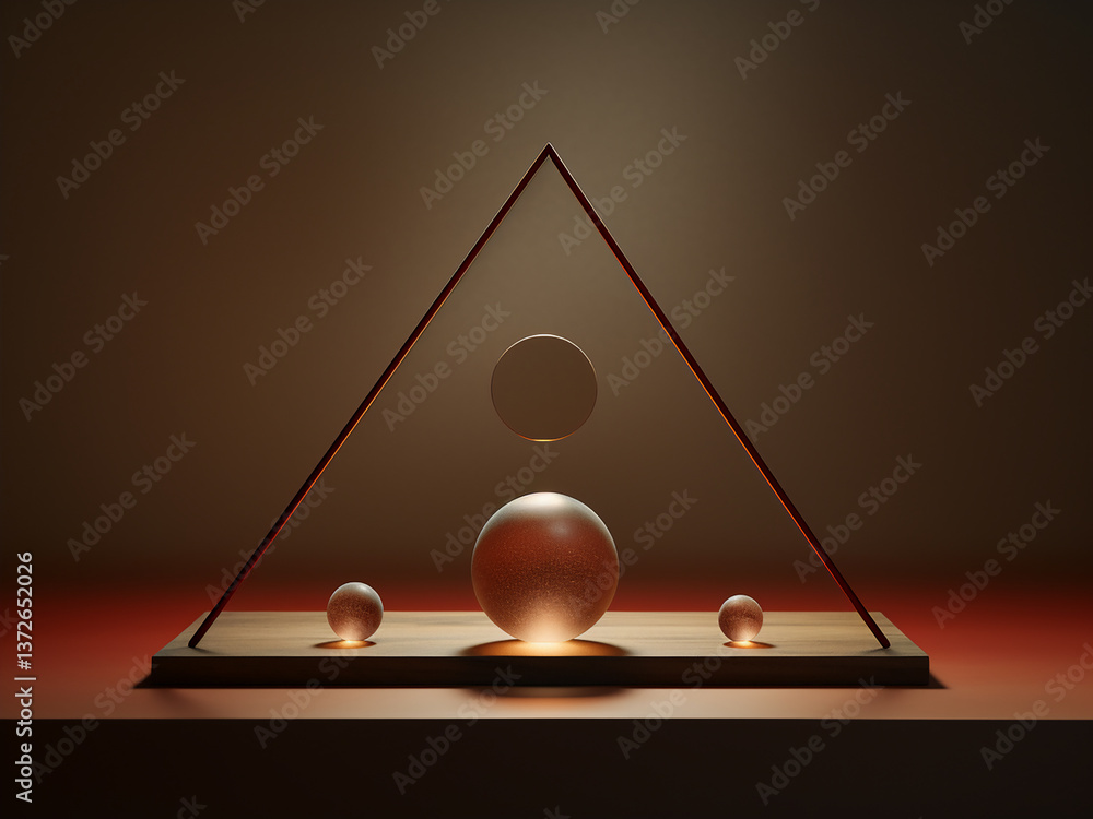 Aufkleber geometric balance presenting a floating product with a softly illuminated box background