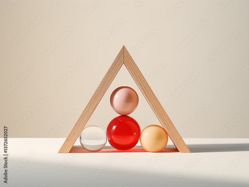 Poster geometric balance maintaining product floating gracefully with a softly illuminated box