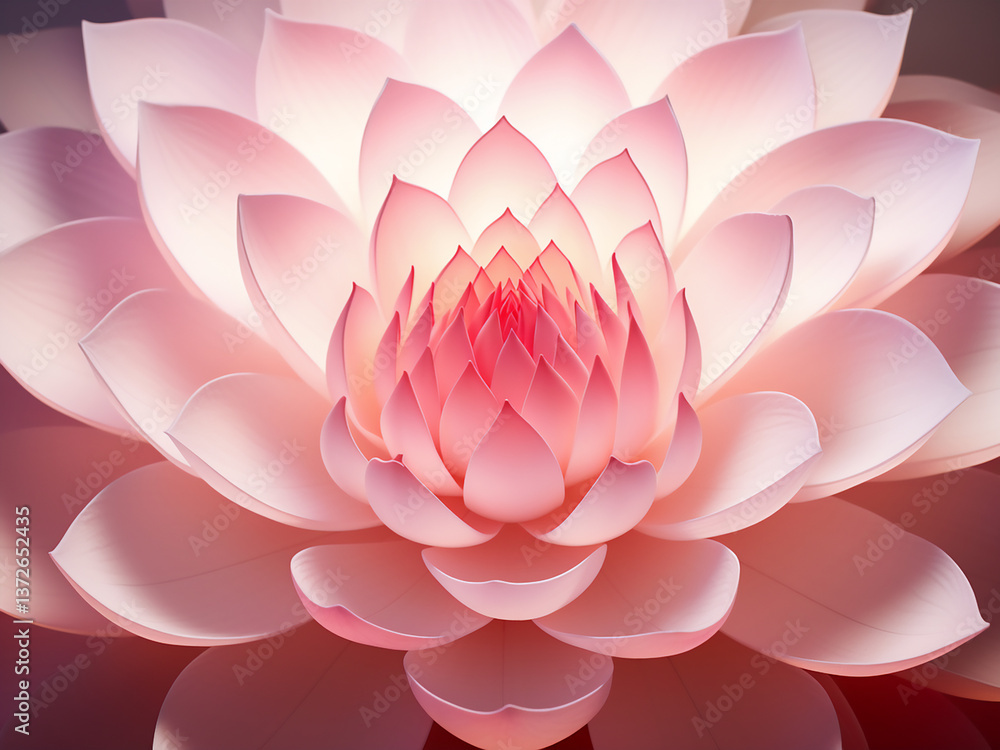 Poster geometric lotus petals in a calming pink gradient with soft transitions